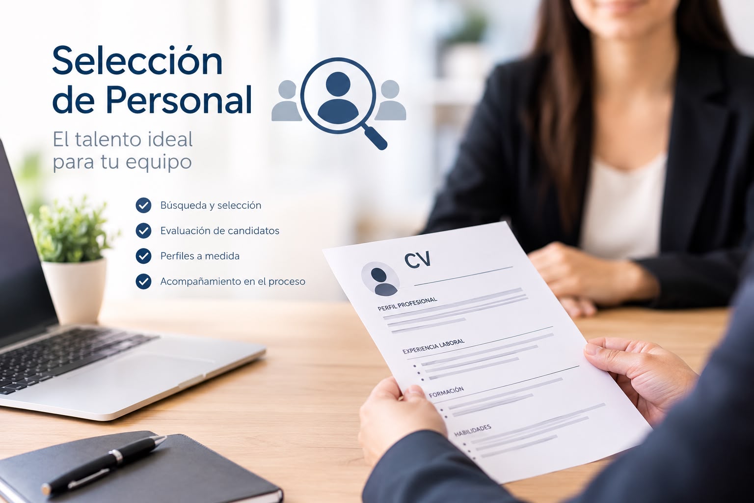 Selección y búsqueda de personal: entrega de un CV en una entrevista de trabajo